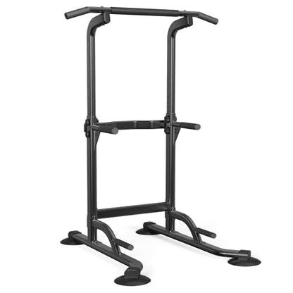 Dskeuzeew Pull Up Bar Free Standing for Multi-Function Home Gym Strength, Pull Up Dip Station Assistive Trainer Height Adjustable, Power Tower Training Heavy-Duty Fitness Equipment - color: Black