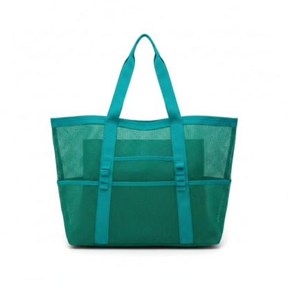 Mesh Drawstring Gym Bag, Breathable Nylon Storage for Wet Gear and Sports Equipment, 17 x 15 Inch (1 PC) - color: Green
