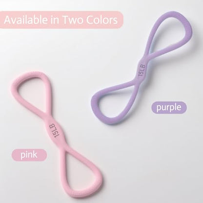 Silicone Figure 8 Resistance Bands for Full-Body Workouts – 15 LB Suitable for Shoulder, Back, and Arm Exercises - color: Purple