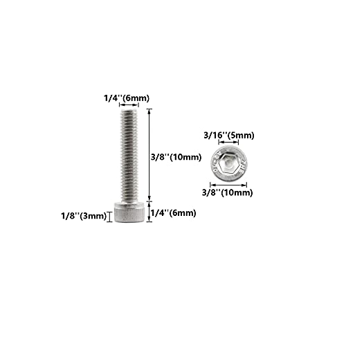 20 PCS Socket Head Cap Screws, TTZEZE 304 Stainless Steel Metric Machine Bolts Hex Socket Screw, Socket Drive Bright Finish Full Machine Threads for Shelf Chair Desk Install Repair (M6x10mm) - color: M6, size: 10mm