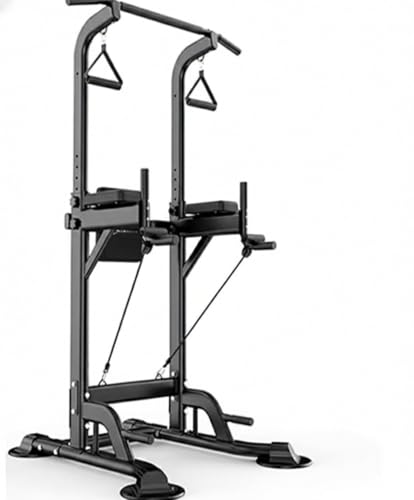 Freestanding Power Tower Dip Station, Adjustable Pull Up Bar for Home Gym with Backrest & Resistance Bands, 450 LBS Heavy Duty Multi-Function Calisthenics Workout Equipment for Adults & Teens