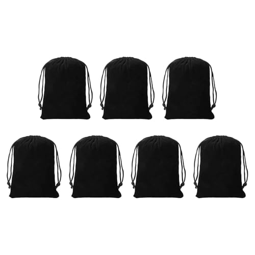 Drawstring Dice Bag 3.54" x 4.72" Durable Flocking Cloth Tarot Card Bag Perfect for Dice Storage & Jewelry & Chess & Cosplay Coin & Board Gaming Accessories (Black, 7pcs) - color: Black, size: 3.54"x4.72"