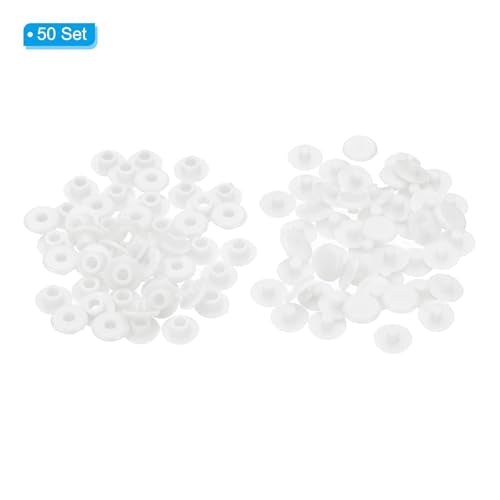 PATIKIL M5x3mm Plastic Binding Post, 50 Sets Plastic Chicago Screws Binding Screw Rivet Post Press-on Buckle for Leather Scrapbook Photo Albums, White - color: White, size: M5x3mm