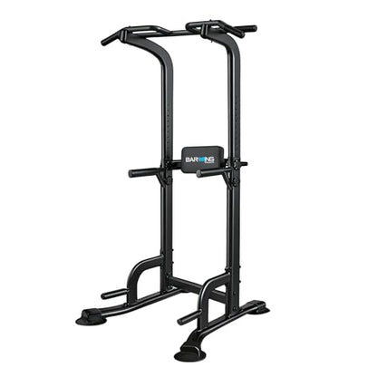 BARWING Pull Up Bar Station, Power Tower, Dip Station with 3D Backrest, Multi-Function Strength Training Stand Rack, Adjustable Height Dip Bar for Home Gym Workout Stand Fitness Exercise Equipment - color: Dark grey