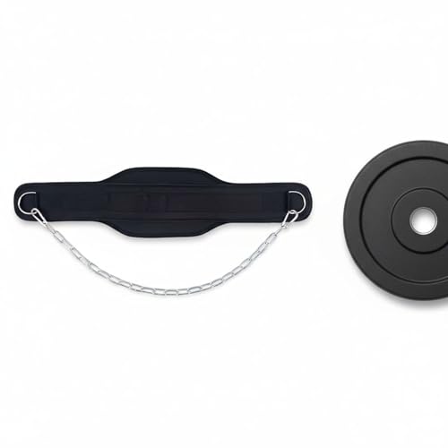 Weight Lifting Belt with 35.4 in Chain, Fitness Dip Belt for Pull-Ups and Dips, Double Layer Gym Weight Belt, D-Ring Fast Loading, Strength Training Workout Belt