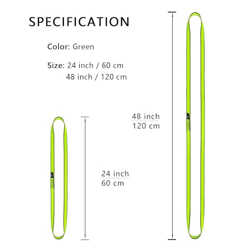 18MM Nylon Climbing Sling Runner 23KN CE2008/EN566 Rock Climbing Webbing Straps for Outdoor Climbing, Rappelling, Swing, Yoga Hammock etc - color: Green|60cm/24inch|5PCS