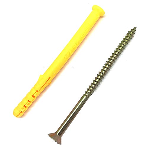 10 Set M5x100 Screws and Anchors with 8x100 Plastic Expander Anchors - Screw Hole Fillers, Galvanized Plated for Drywall, Hollow Wall, Concrete, Ceiling Tile, Wood (8-100mm, 10 Set, M5x100) - size: Φ8-100mm