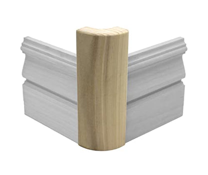 3/4" x 2 1/4" x 6" Poplar (Paint Grade) Outside Radius Corner Base Block Bullnose - Fits 3/4" Radius, Trim Molding (3)