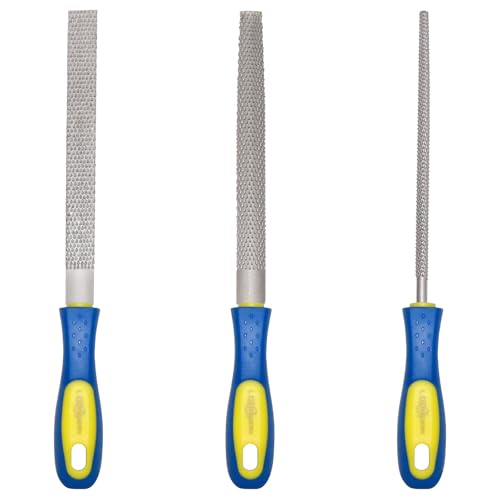 YKLP 8inch Metal File Set,3pcs High-Carbon Steel Needle File,Flat/Half-Round/Round for Metal Wood Working - color: 5