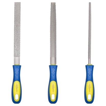 YKLP 8inch Metal File Set,3pcs High-Carbon Steel Needle File,Flat/Half-Round/Round for Metal Wood Working - color: 5