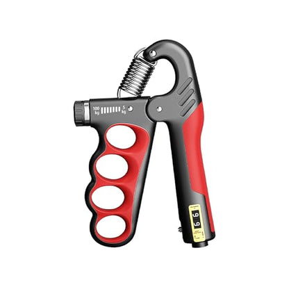 Grip Strength Trainer with Adjustable Resistance & Automatic Counter | Forearm Strengthener, Hand Gripper, Hand Strengthening Device, 11-220lbs Resistance for Athletes, Musicians & Rehab - color: Red