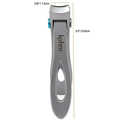 KOHM Nail Clippers for Thick Nails - Heavy Duty, Wide Mouth Professional Fingernail and Toenail Clippers for Men, Women & Seniors, Silver - color: Curved-silver