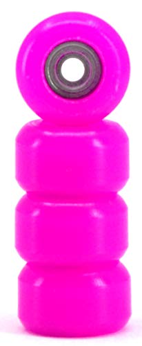 Teak Tuning CNC Polyurethane Fingerboard Bearing Wheels, Pink - Set of 4 Wheels - Durable Material with a Hard Durometer