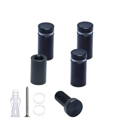 Pack of 4, Aluminum Standoff Screws, Wall Sign Standoff Mounting Hardware Advertising Glass Standoff Nail for Hanging Acrylic Picture Frame (Black, 1/2" x 3/4") - color: Black, size: 1/2" x 3/4"