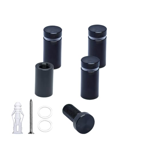 Pack of 4, Aluminum Standoff Screws, Wall Sign Standoff Mounting Hardware Advertising Glass Standoff Nail for Hanging Acrylic Picture Frame (Black, 1/2" x 3/4") - color: Black, size: 1/2" x 3/4"