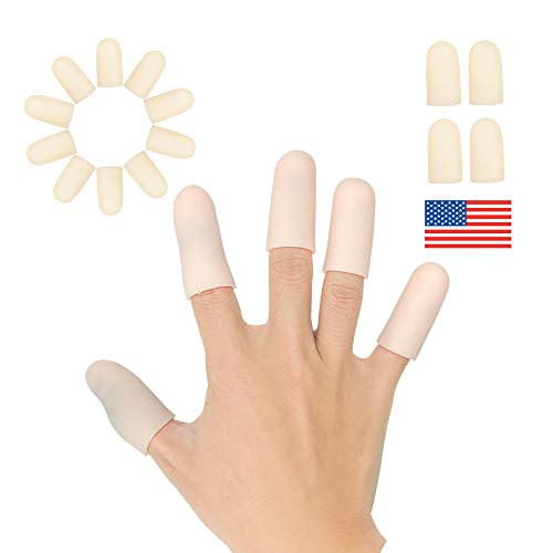 Gel Finger Cots, Finger Protector Support(14 PCS) NEW MATERIAL Finger Sleeves Great for Trigger Finger, Hand Eczema, Finger Cracking, Finger Arthritis and More. (Beige, Short) - color: Pink