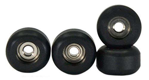 Teak Tuning CNC Polyurethane Fingerboard Bearing Wheels, Black - Set of 4 Wheels - Durable Material with a Hard Durometer