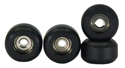 Teak Tuning CNC Polyurethane Fingerboard Bearing Wheels, Black - Set of 4 Wheels - Durable Material with a Hard Durometer