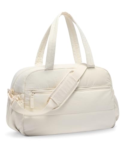 Gym Bag for Women, Travel Duffle Bags with Wet Pocket, Lightweight Carry on Bag Overnight Weekender Duffel Bag, Water Resistant (Beige) - color: Beige