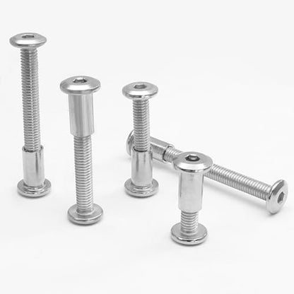 M6 Hex Drive Socket Cap Bolt Kit, Silver, 30 Sets | M6x16/25/35/45/55mm, Includes Allen Wrench, Countersunk Screw Barrel Nuts, For Furniture & Cabinet - color: Silver, size: M6x16/25/35/45/55mm