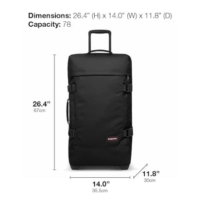 Eastpak Tranverz M – 78L Large Wheeled Luggage with Dual Compartments, TSA Lock, Compression Straps & Smooth-Wheeling System, Black - color: Black, size: 78 Liter Checked Bag