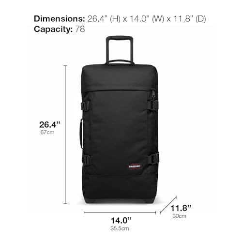 EASTPAK Tranverz M – 78L Medium Soft Sided Checked Luggage, Dual Compartments, TSA Lock, Compression Straps & Smooth Inline Wheels, Brize Retro Navy - color: Brize Retro Navy, size: 78 Liter Checked Bag