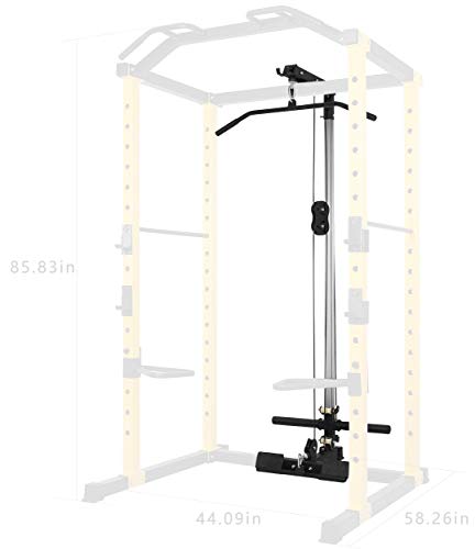 HulkFit Multi-Functional Adjustable Pro Series Power Rack Power Cage Exercise Equipment for Home Gym with Squat Rack Attachments and Accessories - Bench Press, Squats, and Deadlifts - Multicolor - style: Lat Pulldown V1