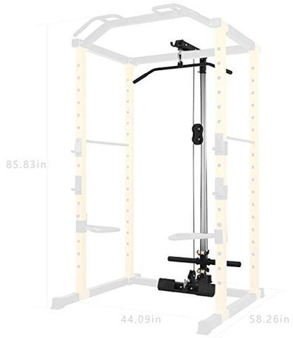 HulkFit Multi-Functional Adjustable Pro Series Power Rack Power Cage Exercise Equipment for Home Gym with Squat Rack Attachments and Accessories - Bench Press, Squats, and Deadlifts - Multicolor - style: Lat Pulldown V1