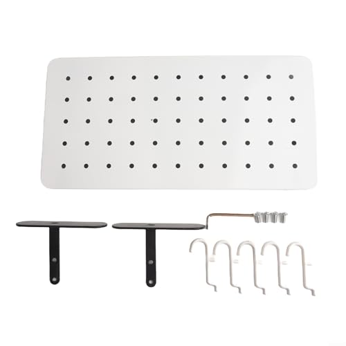 Storage Pegboard Wall Mount Organizer Kit For Home Office Craft Room, Metal Hanging Board With Hooks For Tools Supplies Ornaments Display, No Drilling Installation(A)