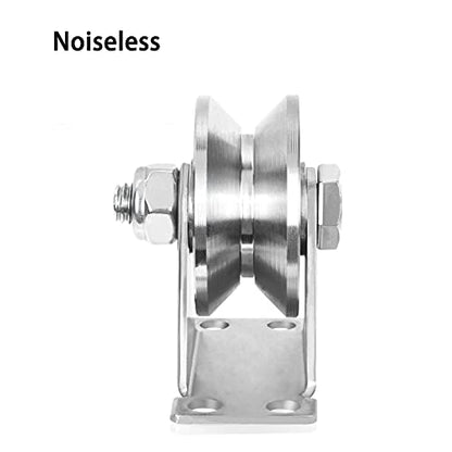 CertBuy 2 Pack 2 Inch V Groove Wheel Pulley, 304 Stainless Steel Silent Pulley Block, Heavy Duty Caster Wheels Sliding Gate Rollers Pressure Bearing Pulley, Loading 880lb for Handling and Moving