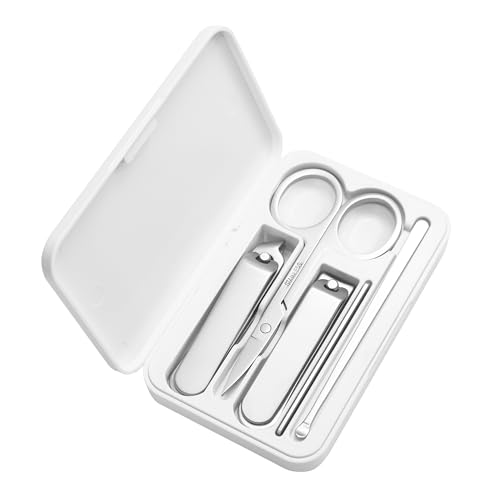 Calmi Compact Manicure Set for women, 5-in-1 Stainless Steel Nail Grooming Kit with Magnetic Travel Case – Small Nail Clippers & Tools for Daily Fingernail Care