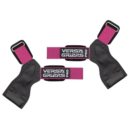 Versa Gripps® Pro, Made in The USA, Wrist Straps for Weightlifting Alternative, The Best Training Accessory - color: Pink, size: Reg/Large: 7-1/8" to 8"