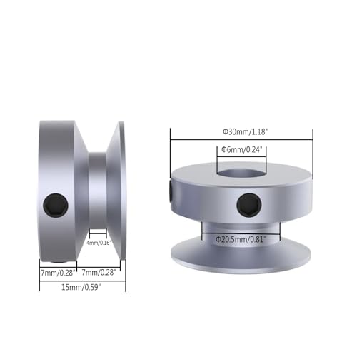 Outer Diameter 30mm Single Groove Pulley 6mm Fixed Bore Pulley for Drilling Machine 6MM PU Round Belt - size: 30x6mm