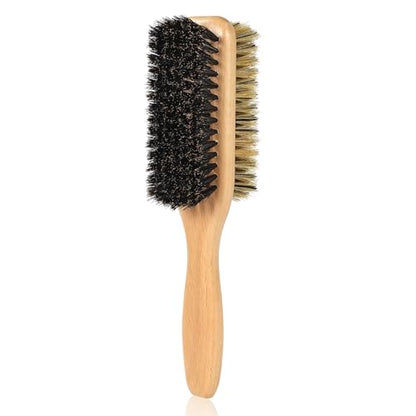 Boar Bristle Hair Brush for Men and Women, Double Side Slick Back Hair Brush with Medium & Firm Bristle, Sturdy Boar Bristle Brush for Waves, Fades, Slick Back Style (Yellow) - color: Yellow