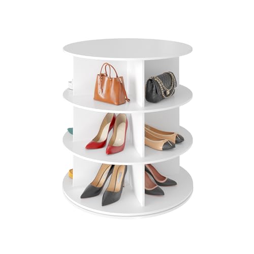 SpaceAid 3 Tier Rotating Shoe Rack Tower, Spinning Shoe Display Lazy Susan, Revolving 360 Shoe Rack Storage Round Carousel, Vertical Handbag Rotate Shoes Closet Organization (3-Tier White) - color: White, size: 3 Tier (23.2"W x 27.6"H)