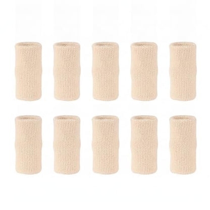 10-Pack Nylon Finger Sleeves for Basketball & Football, Snug Fit, Durable Sports Cover - color: Nude