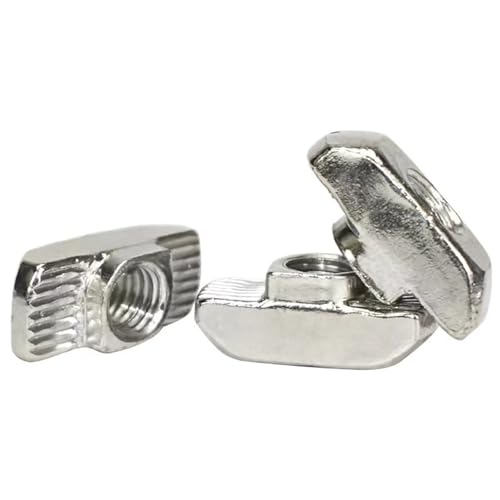 50 Pcs 3030 Series M6 T Nuts, T Slot Nut Hammer Head Fastener Nut, Nickel Plated Carbon Steel Nut for European Aluminum Profile,Drop in T Slot Nuts Assortment Kit(30-M6) - size: 30-M6(50 Pcs）