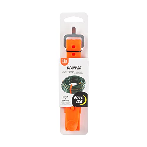Nite IZE, Inc. USS18-31-R3 Nite IZE GearPro Secure Tarps, Hoses, Skis, Lumber, 70 lb. Load Limit, 18 inch, Black Utility, 18" Strap, Bright Orange - color: Bright Orange, size: 18" Strap
