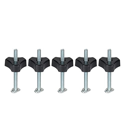 Toolcool M8 T Track Bolts Knob Kit 4 Inch T Slot Bolts with Washers T Track Accessories for Woodworking Jigs and Fixtures - 5 Pack