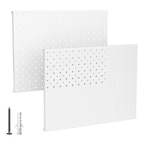 EVERHANGER Metal Pegboard Panels, Heavy Duty Pegboard Wall Organizer, Garage Wall Panels, Tool Storage Organization, 12"X16", 2pcs, White - color: White, size: 2pack 12"X16"