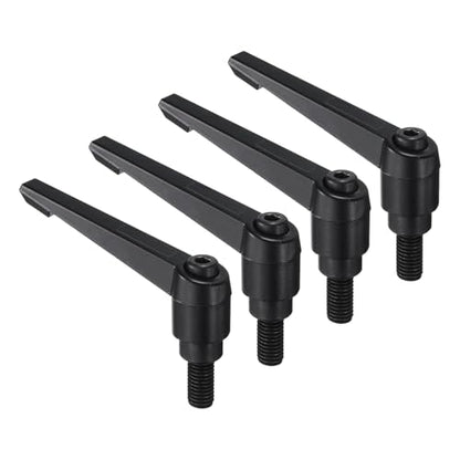 uxcell 4pcs Clamping Lever Handles, M10 x 20mm Black Oxide Carbon Steel Threaded Male Stud, Adjustable Handles Locking Quick Release Ratchet Push Button Bolt Knobs, Black - size: M10 x 20mm