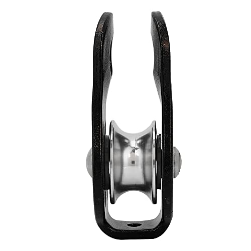 Climbing Pulley 26KN, Aluminum Single Rope Micro Block, Black | Rescue Hauling Device for Rappelling Arborist Rigging & Mountaineering, Bearing Rotation, Hitch Hole Fixed Outdoor Gear - color: Black