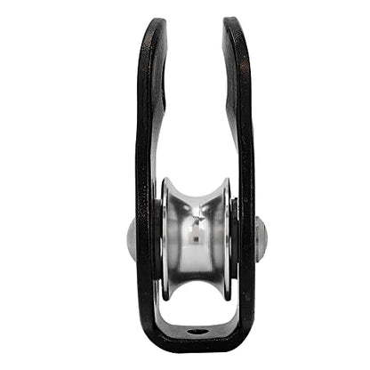 Climbing Pulley 26KN, Aluminum Single Rope Micro Block, Black | Rescue Hauling Device for Rappelling Arborist Rigging & Mountaineering, Bearing Rotation, Hitch Hole Fixed Outdoor Gear - color: Black