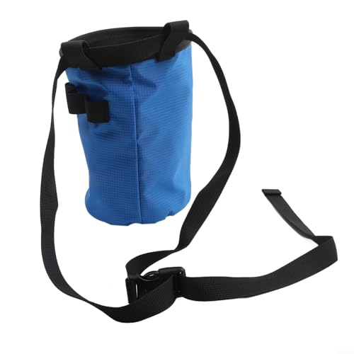 Climbing Chalk Bag, 420D Nylon Drawstring Pouch with Adjustable Belt and Carabiner, Anti-Slip Storage for Rock Climbing, Bouldering, Weightlifting,(Blue) - size: Blue