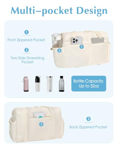 Small Gym Bag, Mini Gym Bag with Yoga Mat Holder & Wet Compartment, Beige | Yoga Mat Bag, Water Bottle Pocket, Detachable and Adjustable Shoulder Strap, Mini Duffle Bag for Workout Travel Dance - color: Beige