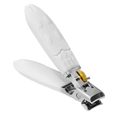 Heavy Duty Nail Clippers for Thick Toenails & Fingernails - Razor-Sharp Stainless Steel Blades with Wide Jaw, Anti-Slip Grip, Safety Lock & Splash Guard (Seniors/Men/Women/Kids) - color: White