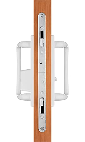 Rockwell Security Charlotte Offset Key Locking Sliding Door Handle with 3/4 Inch Keylock White Fits 1-3/4 Inch Thick Door with 4 Screw Holes - color: White