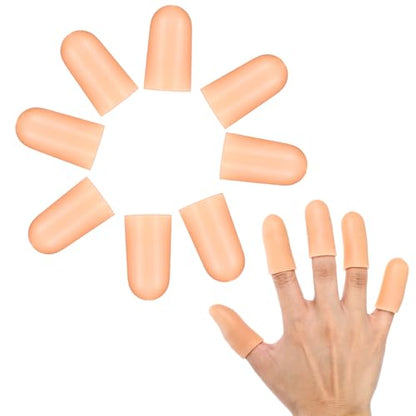 Ptwola 8pcs Finger Cots Silicone Finger Protector Covers Waterproof Soft Fingertips Support Sleeves Rubber Thumb Finger Caps Wrap Gloves for Finger Cracking Wound Cut Biting Protection