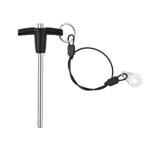 T Handle Quick Release Pin 0.2 Inch Diameter ,Stainless Steel Ball Locking Pin with Push Button Lanyard Cable Usable Length 2.76"(5*70mm) - size: 5mm-70mm