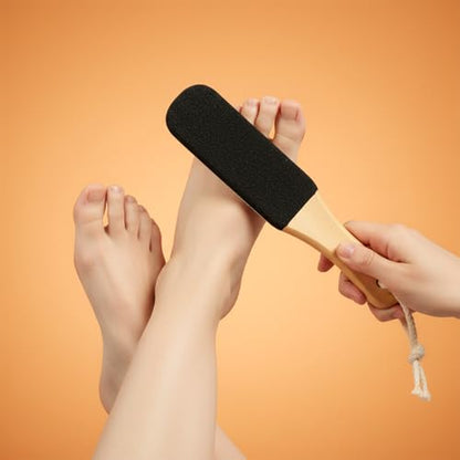 2 Pack Pumice Stone Foot File Wooden Pedicure Foot Scrubber Remover for Heels Elbows Hands in Shower Professional Foots Rasp for Wet and Dry Feet Foots Care Tools for Women Men(Black,White